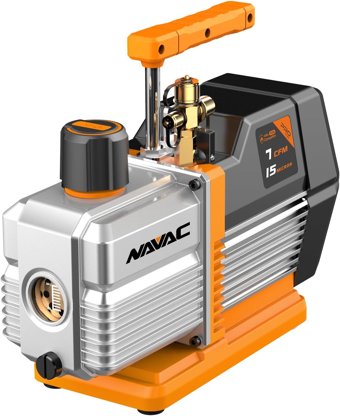 NAVAC NP7DP2 Vacuum Pump | Dual-Stage AC Motor | A2L Refrigerants | A/C Vacuum Pump Kit | 1 Year Warranty | for Evacuation of HVAC Equipment | 15 Microns | HVAC Vacuum Pump | Pro Series | 7 CFM