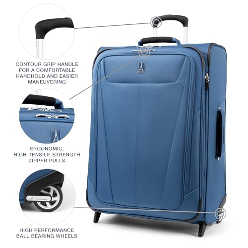 Travelpro Maxlite 5 Softside Expandable Upright 2 Wheel Carry on Luggage, Lightweight Suitcase, Men and Women, Burgundy, Carry On 22-Inch