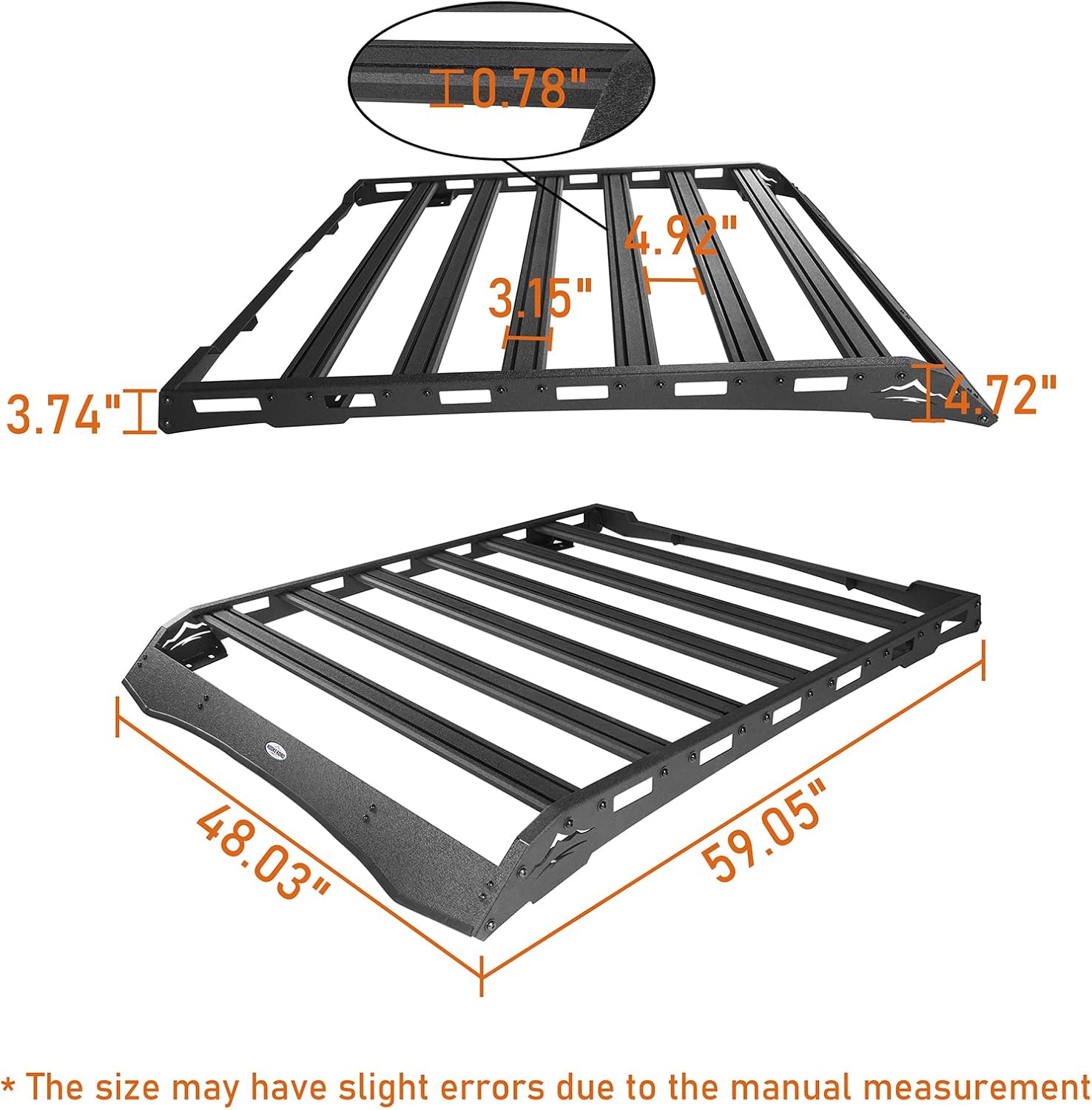 Hooke Road Tacoma Double Cab Roof Rack Top Basket Luggage Storage Cargo Carriers for 2005-2023 Toyota Tacoma 2nd 3rd Gen Pickup (Double Cab Only)