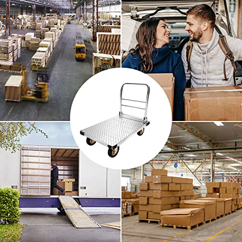 Platform Truck Cart 1000LBS Chinco Star Folding Push Cart Dolly Portable Moving Dolly Cart with 360° Swivel 5'' Wheels Heavy Duty Foldable Flatbed Cart for Hand Moving 2022 Upgrade (35L x24W x40H in)