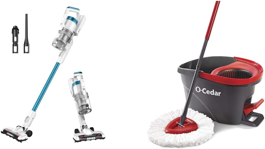 Eureka RapidClean Pro Lightweight Cordless Vacuum Cleaner, High Efficiency Powerful Digital Motor LED Headlights, Convenient Stick and Handheld Vac, Essential, White