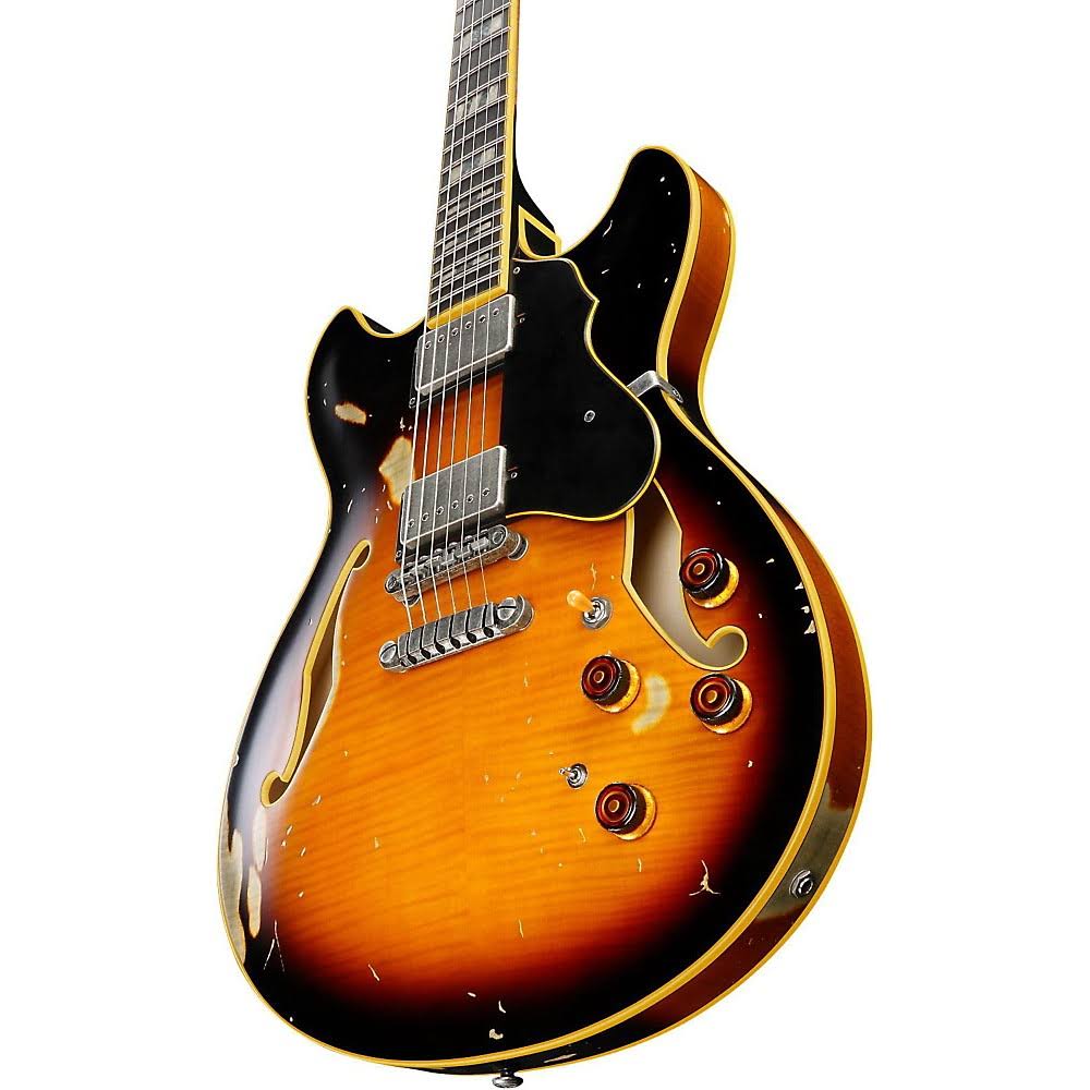 Ibanez Artstar Vintage ASV100FMD Semi-Hollow Electric Guitar in Yellow Sunburst Low Gloss
