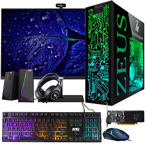 TechMagnet Gaming Desktop PC, Intel i5 4th Gen, Zeus Pro 4, GT 1030 2GB DDR5, 8GB RAM ARGB, 1TB SSD + 4TB HDD, MTG 24 Inch Curved Gaming Monitor, RGB Kit, Windows 11 Pro (Renewed)
