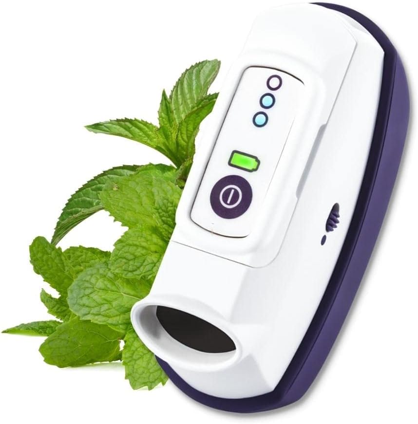 CalmiGo Anxiousness & Stress-Relief Natural Calming Device, Peppermint Scent, Purple