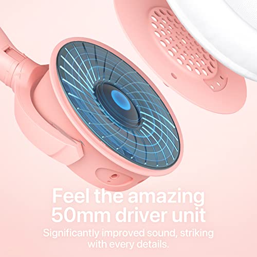 YOWU Cat Ear Headphones 4GS -Wireless Bluetooth Noise Cancelling Headphones, RGB Gaming Headset with Mic & 2.4G USB/Type C Dongle for PC/PS4/PS5/XBOX/Switch