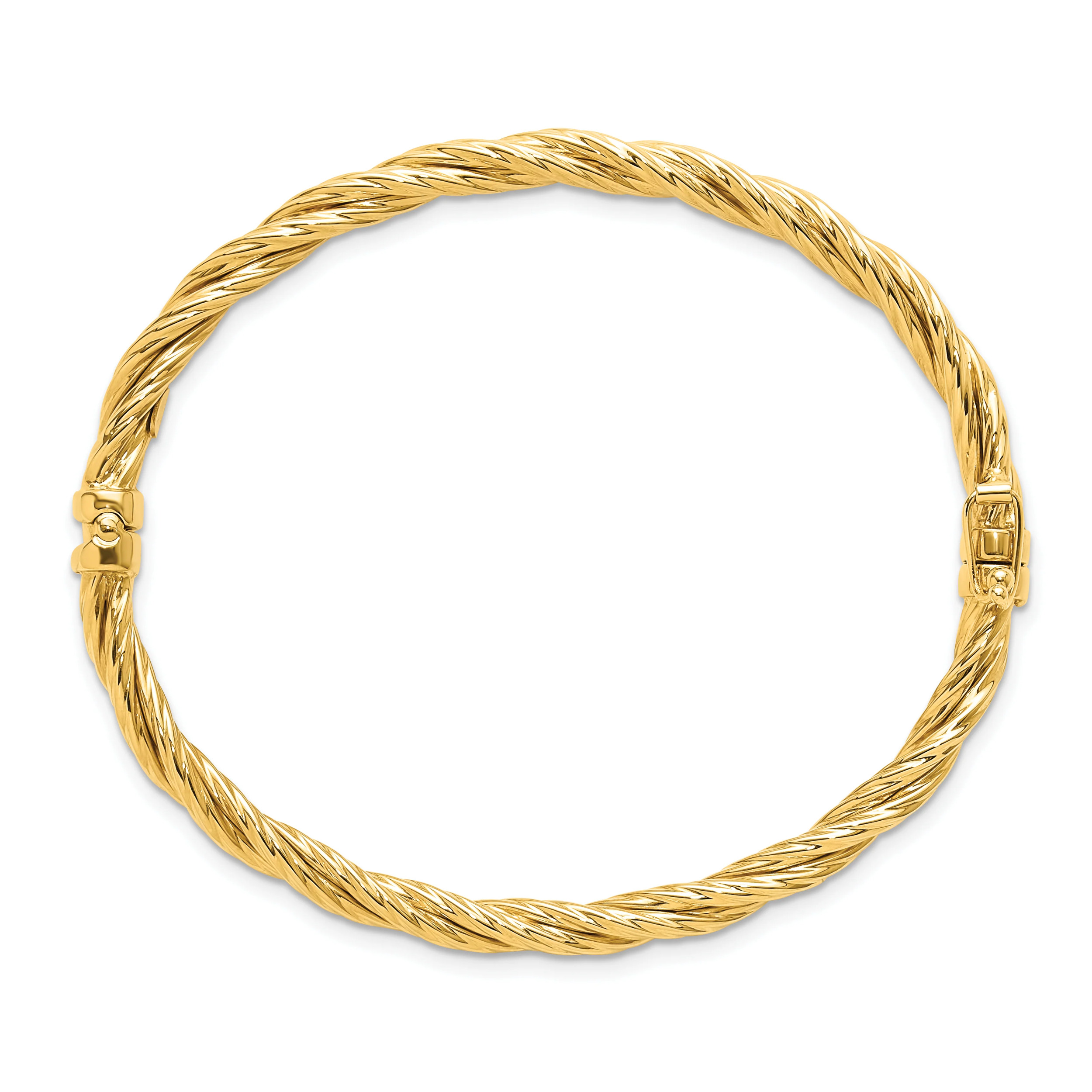 14K Polished Twisted Hinged Bangle