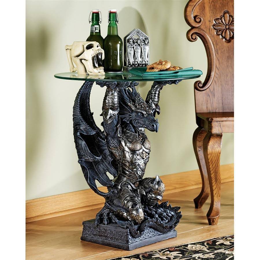 Design Toscano CL3039 Warwickshire Dragon Glass-Topped Coffee Table