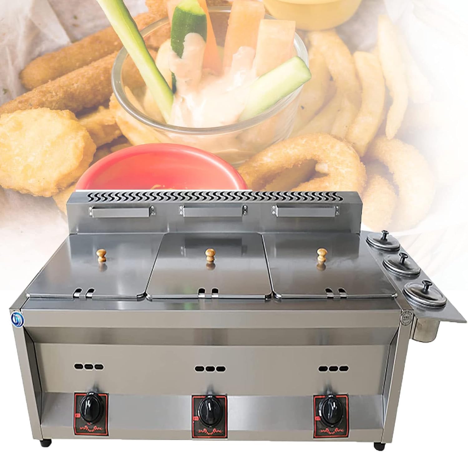 Deep Fryer,French Fries Machine,Electric Deep Fryer,Stainless Steel Fryer with Heating Element,3 Basket,Adjustable Temperature