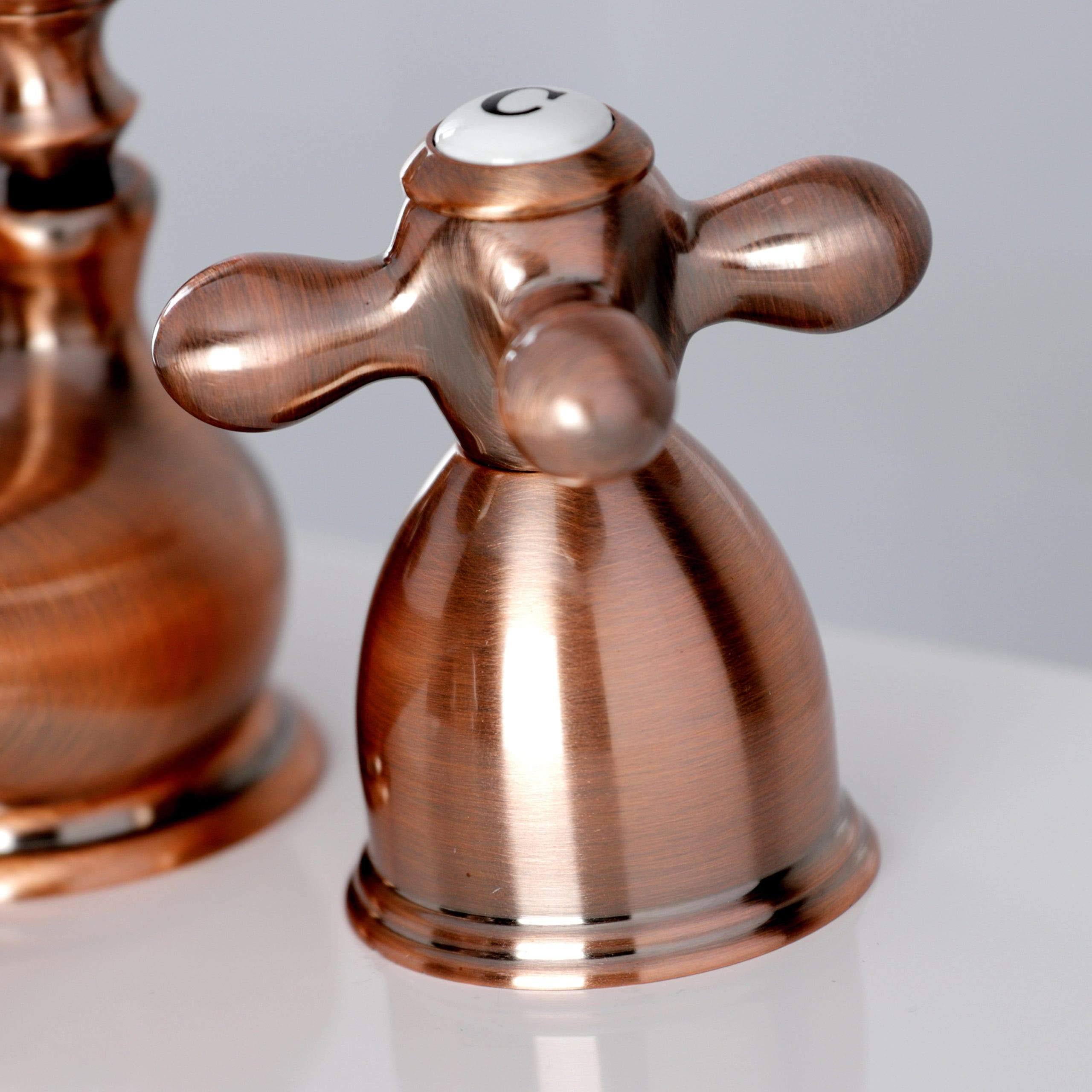 Kingston Brass KS395AXAC Restoration Mini-Widespread Bathroom Faucet Antique Copper