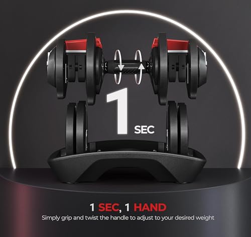 Yaheetech Adjustable Dumbbell Set 28/40/52.5/90LBS Adjustable Dumbbells Fast Adjust Dumbbell Weight Set with Anti-Slip Handle and Tray for Men/Women Home Gym Strength Training Equipment Single/Pair