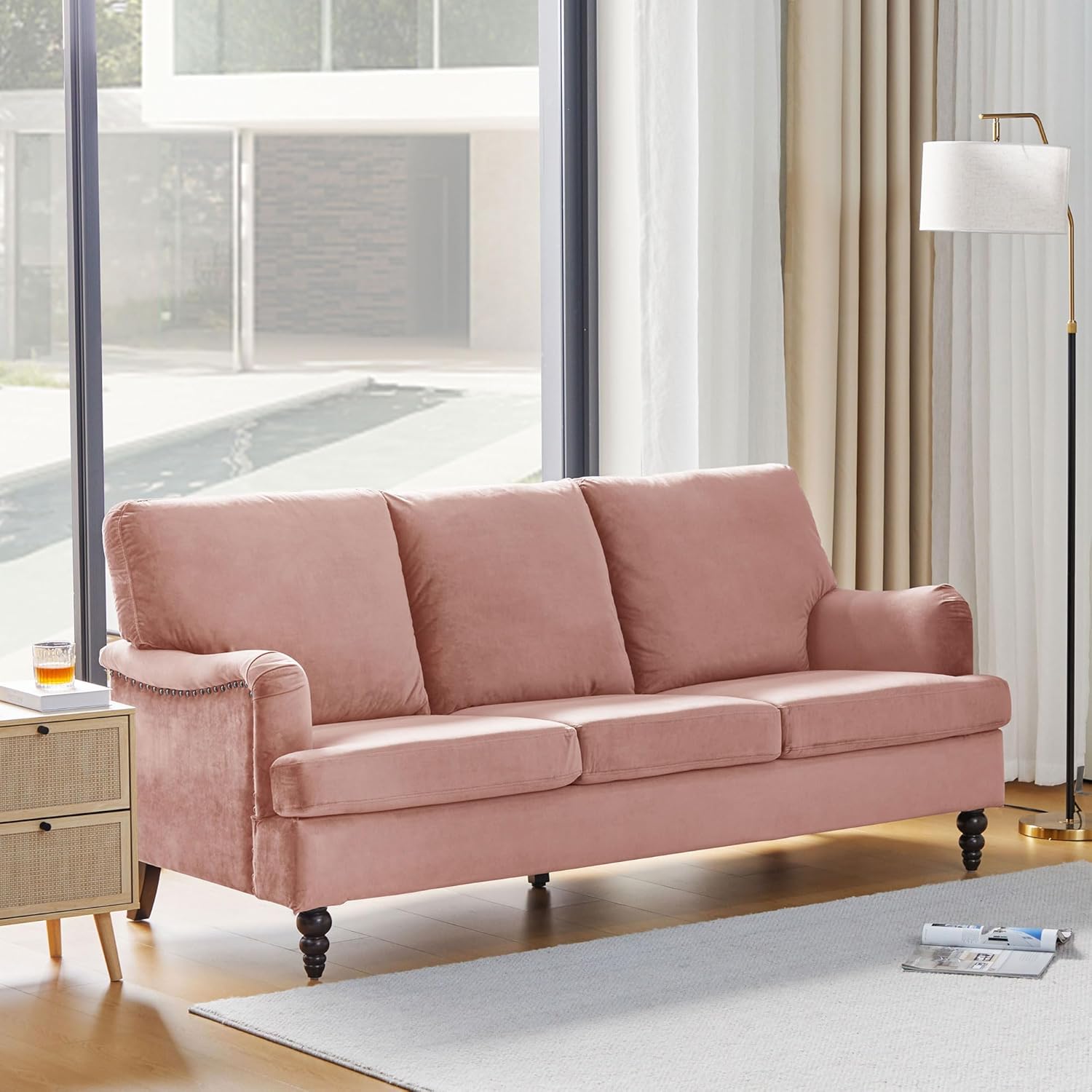 3 Seater Sofa Velvet Couches for Living Room, Sofas for Living Room Furniture Sets Chester