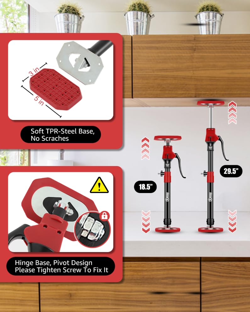 XINQIAO Third Hand Tool 3rd Hand Support System, Premium Steel Support Rod with 154 LB Capacity for Cabinet Jack, Drywall Jack& Cargo Bars, 49.2 IN-114.2 in Long, 4 PC