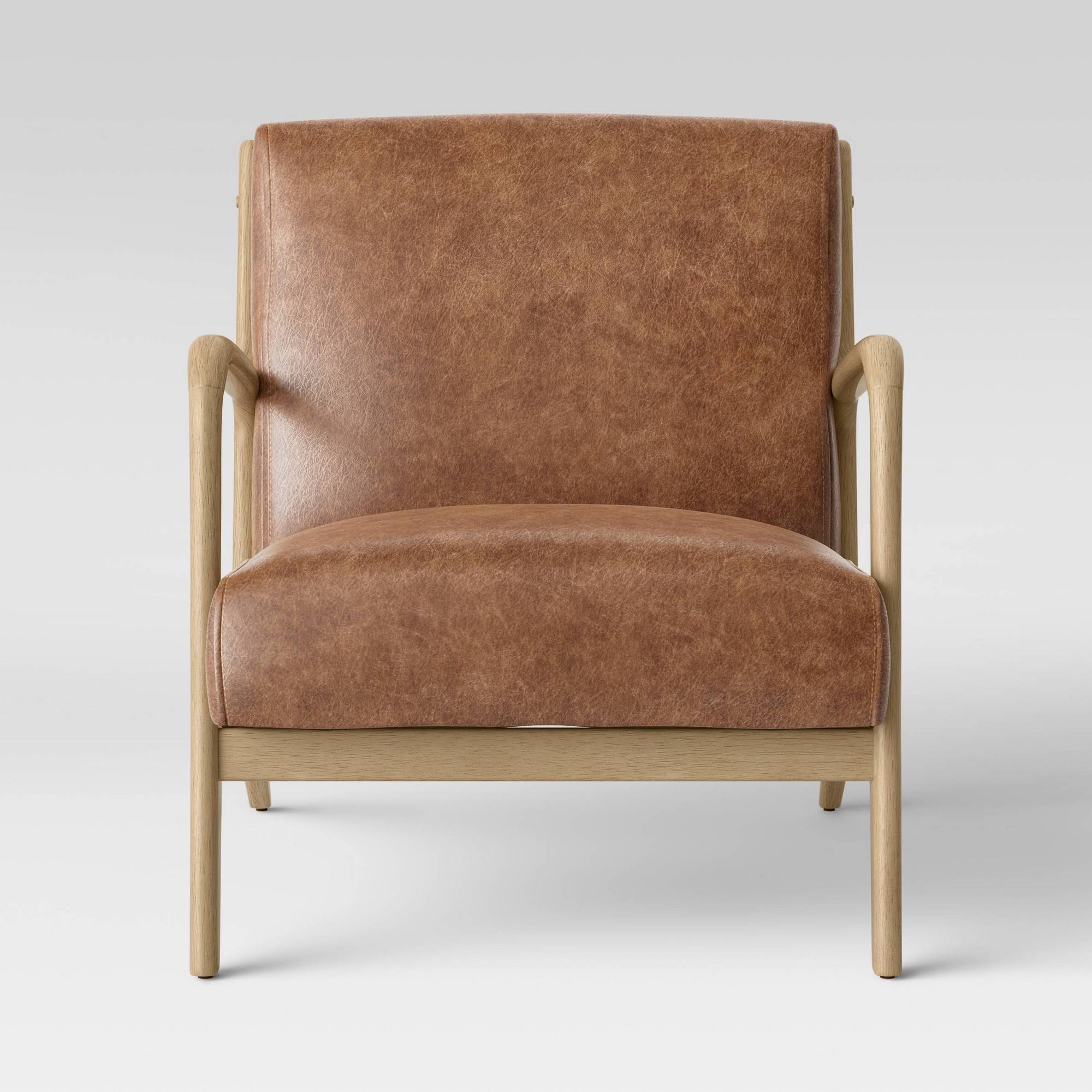 Esters Wood Armchair Caramel Faux Leather - Project 62