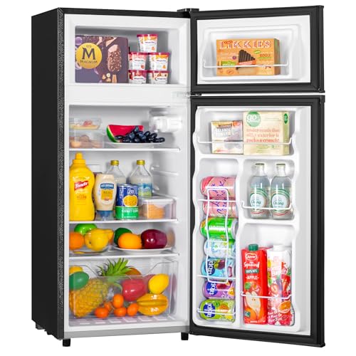 4.5 Cu.ft Mini Fridge with Freezer, Small Refrigerator with 2 Doors for Office, Kitchen, Dorm and Bedroom, Mini Refrigerator with Adjustable Shelves (Sliver）