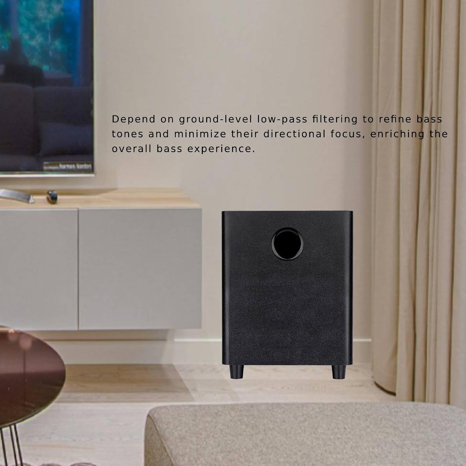 8 Inch Passive Subwoofer, 100W Power Heavy Bass Powerful Sound Synthetic Fiber Wood Material, Passive Speaker for Home Theater Party Plug and Play, Black