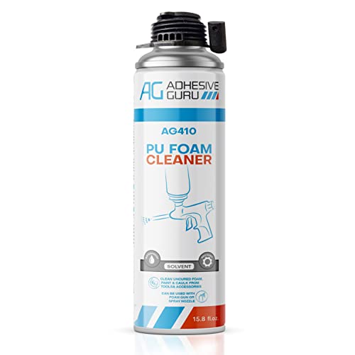 Adhesive Guru Spray Foam Insulation Kit ( 6 x 32.80 oz), Polyurethane Self-Expanding Spray Adhesive Foam, Closed Cell Heat Insulation Foam and Acustic Spray with Foam Cleaner and Dispensing Gun