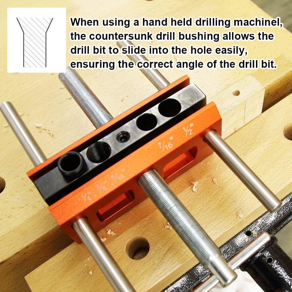 O'SKOOL Self Centering Dowel Jig Kit Drilling Guide Bushings Set Wood Wide Capacity Doweling Jig Puncher Locator Joints Tool