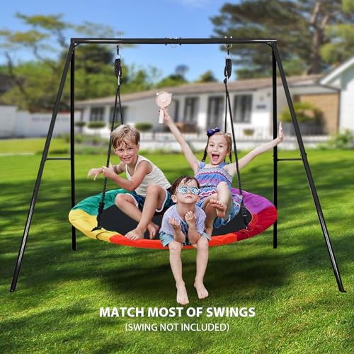 IKARE Heavy Duty Metal Swing Frame, Extra Large Swing Stand for Kids and Adults, Supports up to 440 LBS, Fits for Most Swings, Great for Indoor and Outdoor Activities, Garden, Backyard, Playground