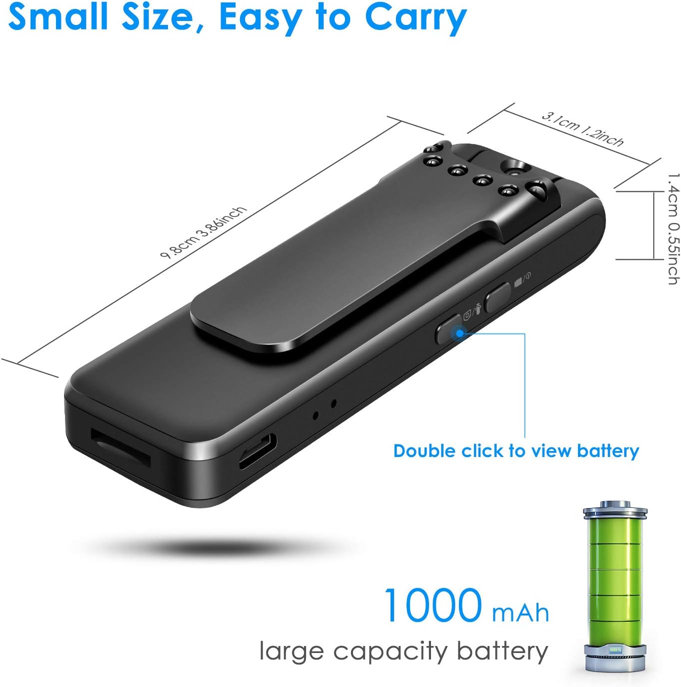 Body Camera Ultra HD 1080P, 256G Max Memory, Automatic Night Vision Body Worn Camera, Premium Portable Body Camera with Motion Detection Wearable