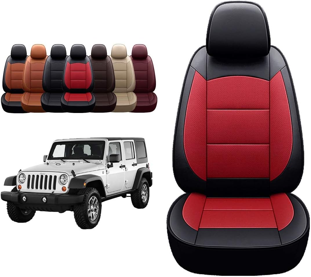 OASIS AUTO 2007-2017 Wrangler JK Custom Leather Seat Covers (2013-2017 Wrangler 4-Door, Black)