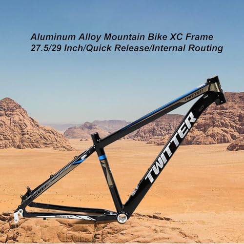 Mountain Bike Frame 27.5er 29er Aluminum Alloy Hardtail Frame 15/17/19” Disc Brake QR 135mm BB 68mm Internal Routing XC Off-Road Adult Bike Frame(Color:Orange,Size:27.5/29"*17")