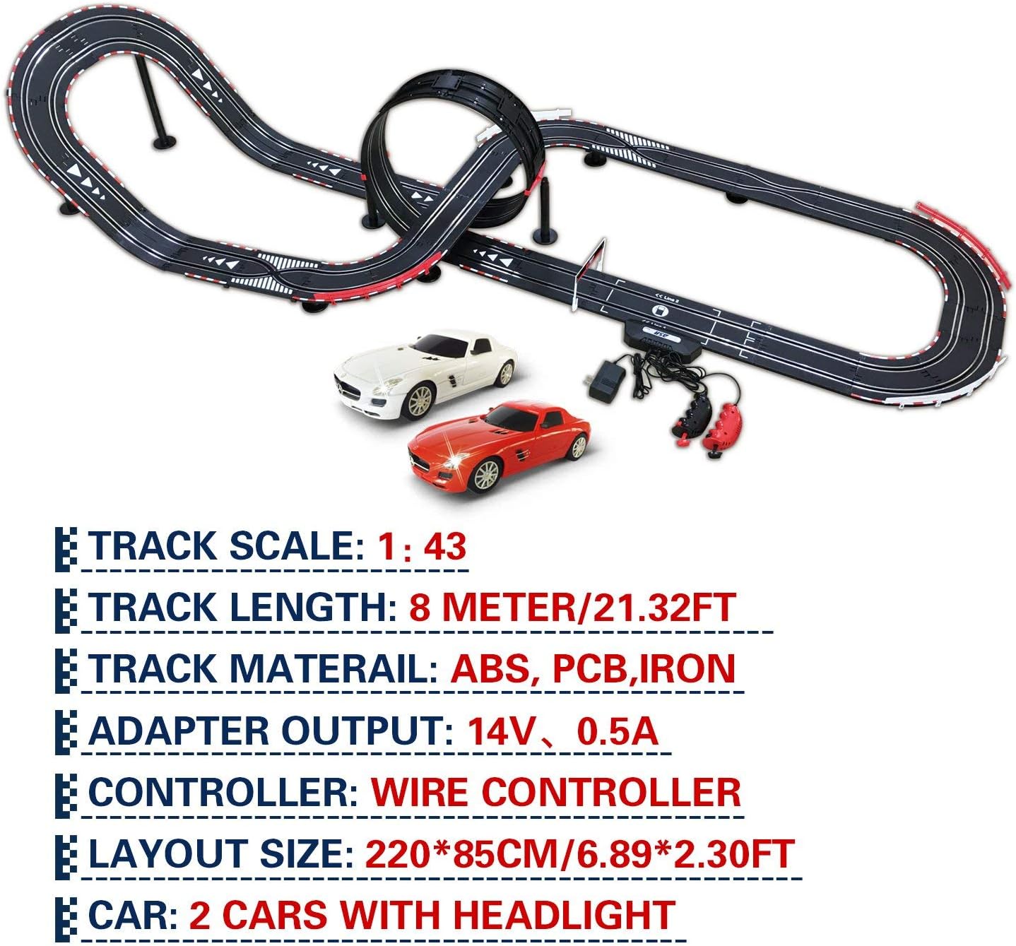 AGM MASTECH Slot car Set with Racing Assistant APP No.ASR-02 1:43 Scale