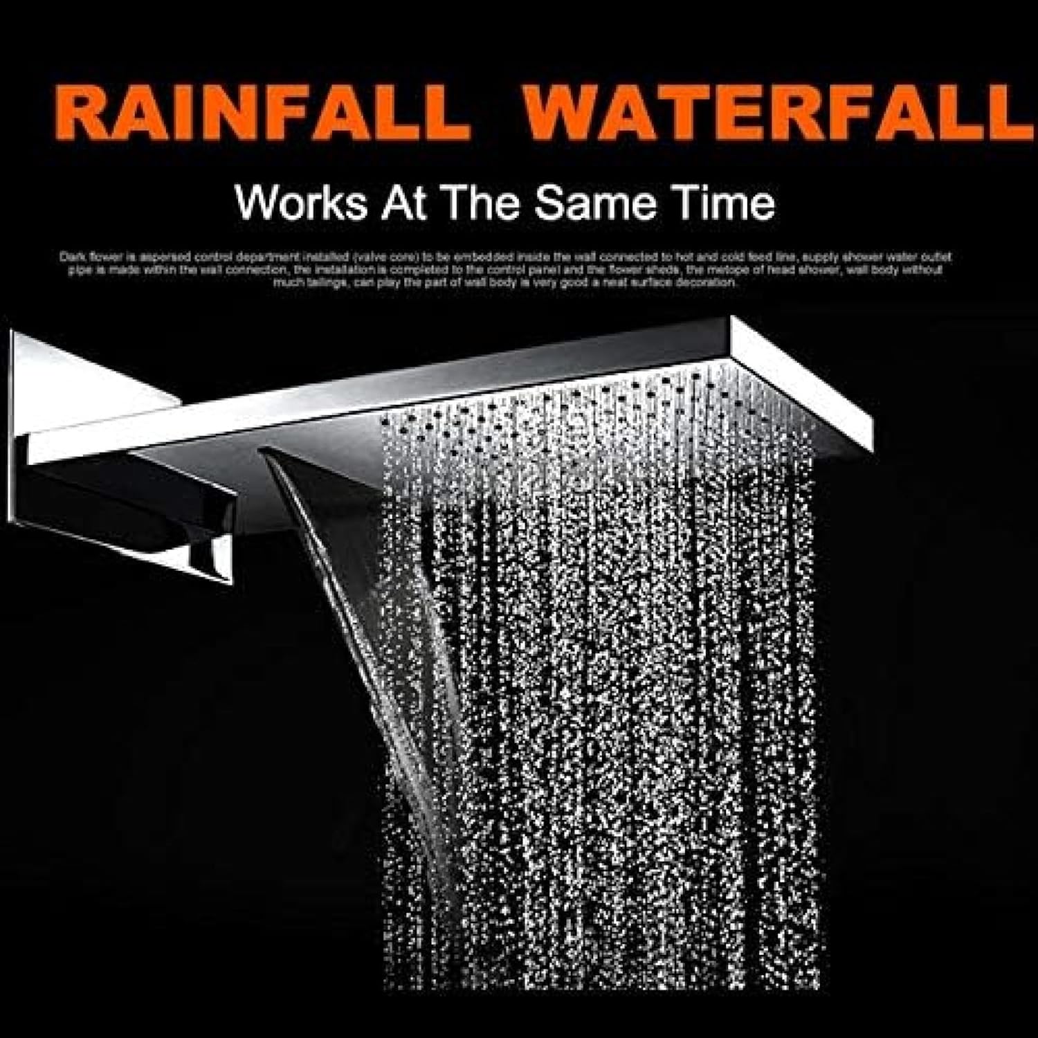 Shower System, LED Luxury Shower Set Waterfall Rainfall Shower Head Shower Faucet Bathroom Faucets Thermostatic 4 Ways Mixer Tap Wall Mount