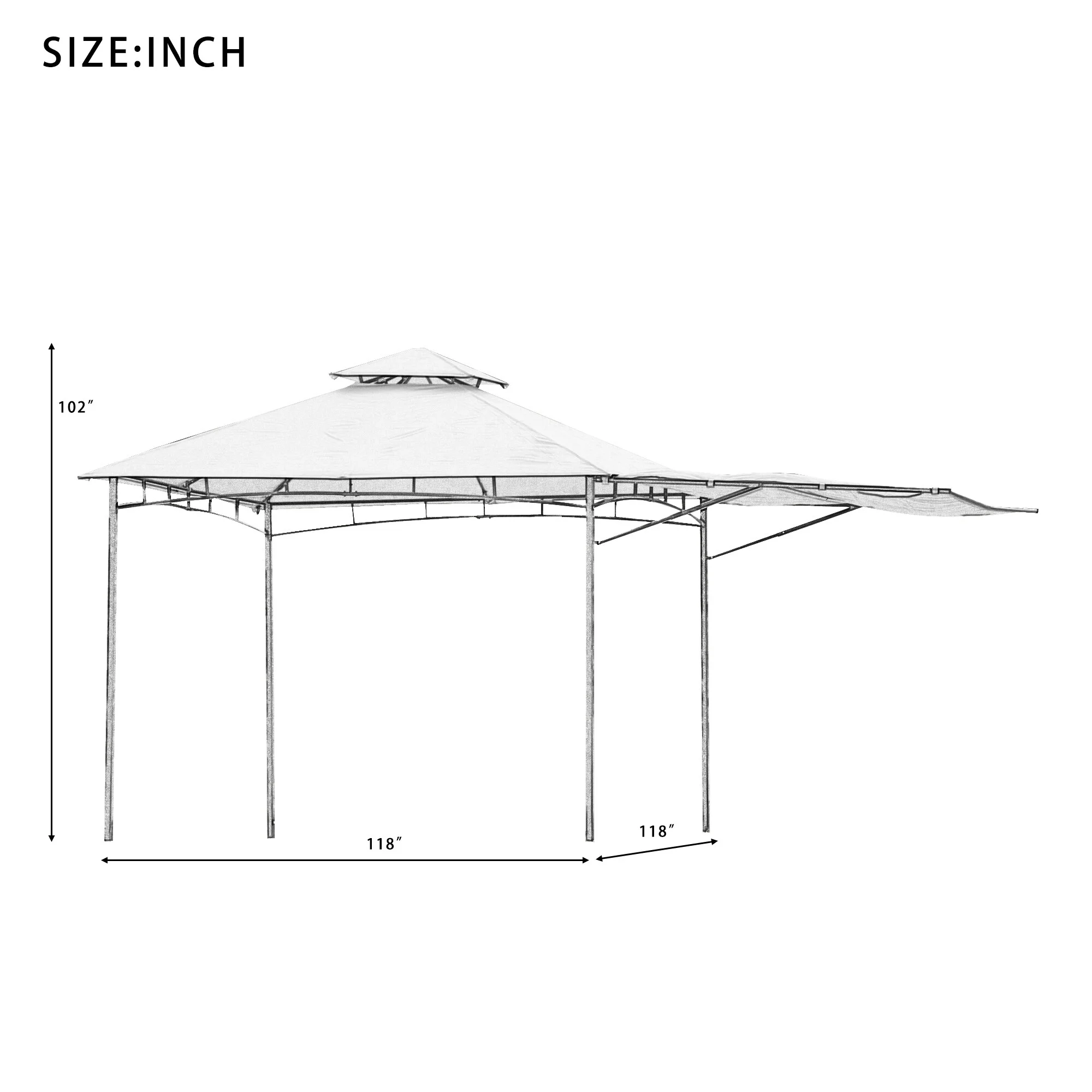 Outdoor Grill Canopy, BBQ Gazebo Tent with UV Protection and Extendable Awnin - beige