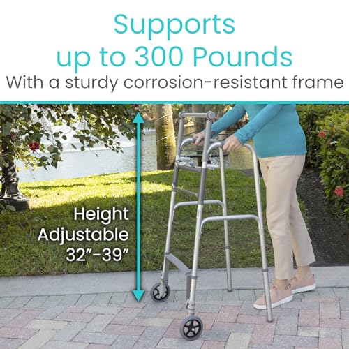Vive Sit to Stand Walker - Rolling Stand Assist Walker for Seniors & Adults - Lightweight, Folding, Front 5" Wheels - Standing Roller for Elderly, Handicap - Collapsible for Transports