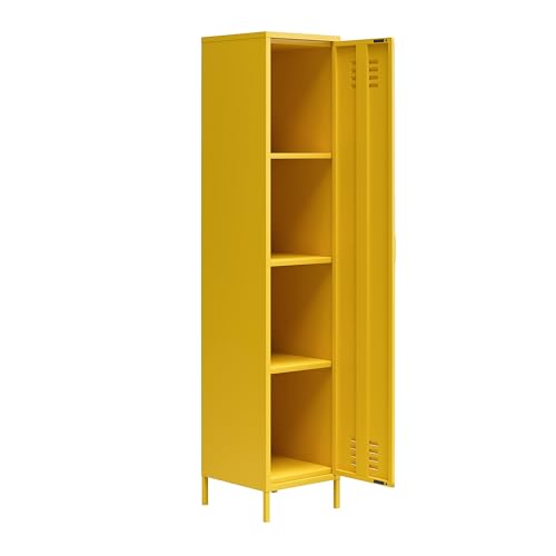 REALROOMS Shadwick 1 Door Tall Single Metal Locker Style Storage Cabinet, Black