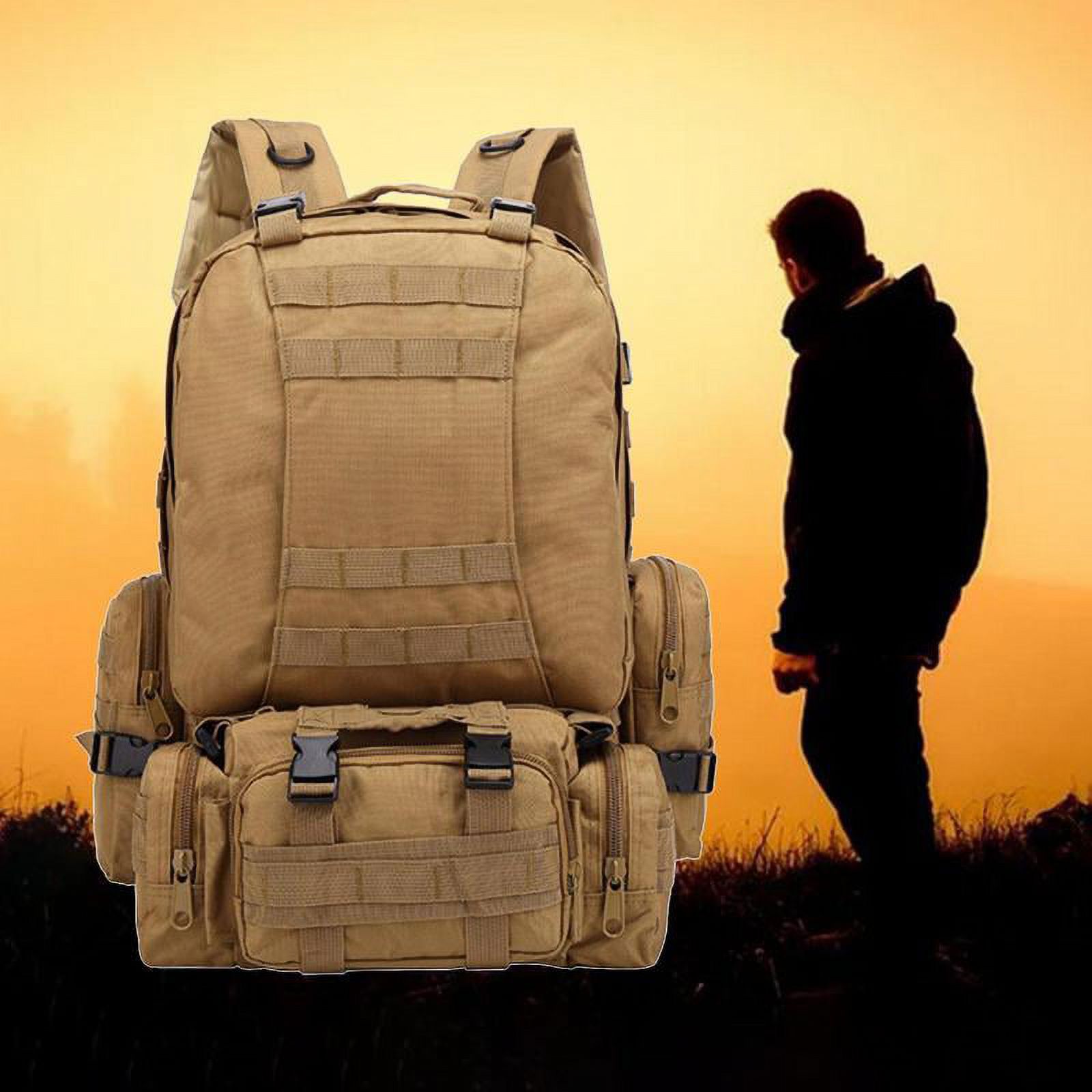 55L Backpack Accessories Backpack Travel Hiking Camping Khaki
