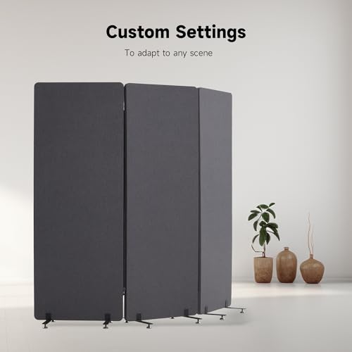 Real Relax Freestanding Room Divider, 24" x 66" Privacy Screen, Single Panel Cubicle Divider with Fixed and Sliding Feet, Removable Side Zipper, for School, Office, Hospital, Living Area, Library