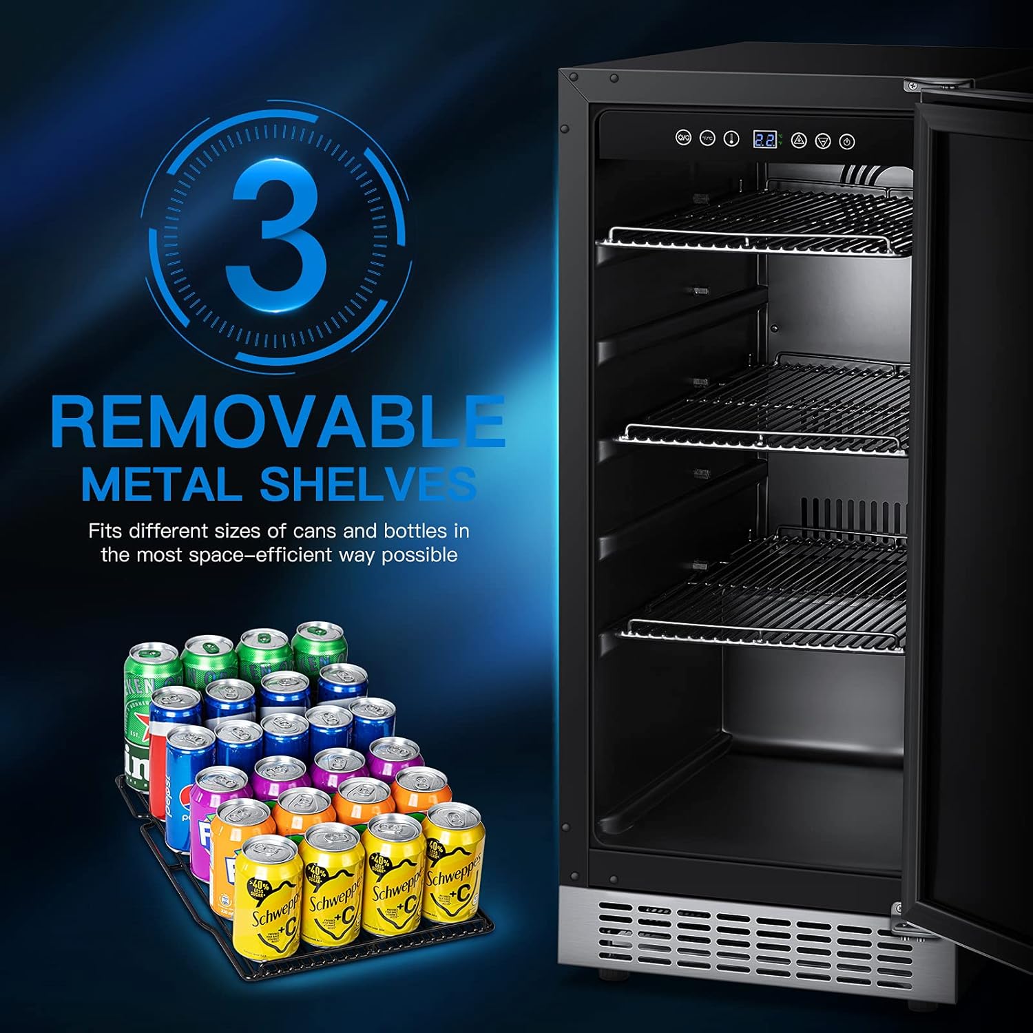 BODEGA Beverage Cooler 24 Inch, Built-in and Freestanding Beverage Refrigerator 180 Cans, Stainless Steel Under Counter Beverage Fridge with Advanced Cooling System, Adjustable Shelf, Energy Saving, Perfect for Soda, Water, Beer, etc.