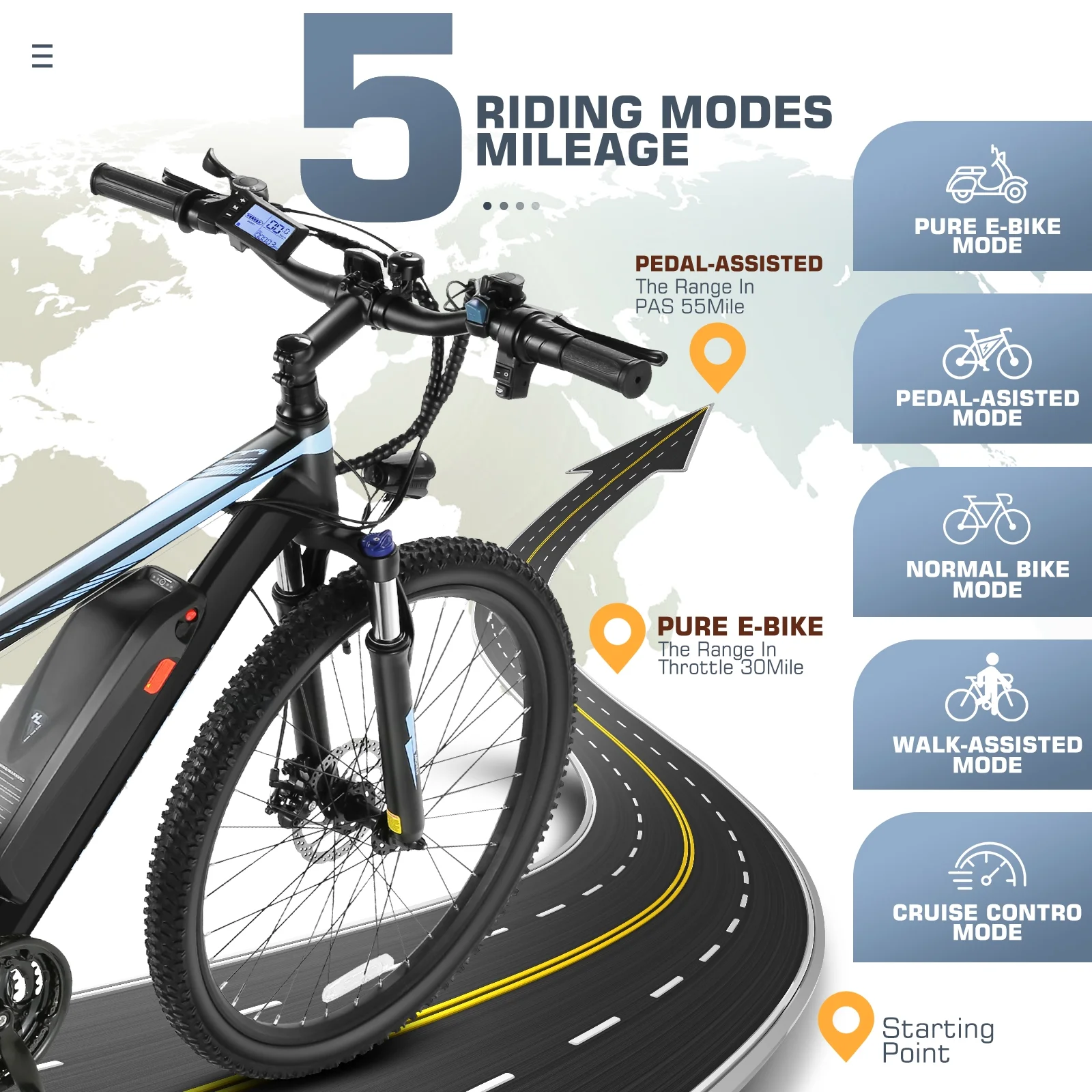 Electric Bike 26" x 2.1" Electric Bike for Adults 500W Electric Mountain Bicycle, 48V Battery City Ebike, Lockable Suspension Fork, Shimano 21 Speed, Electric Commuter Bike UL 2849 Certified