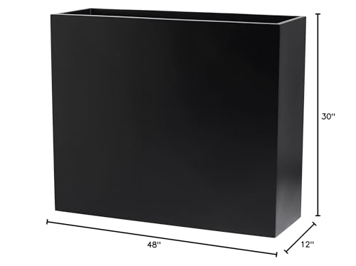 Calistoga Tall Rectangle Fiberglass Planter, Black, 48 Inch