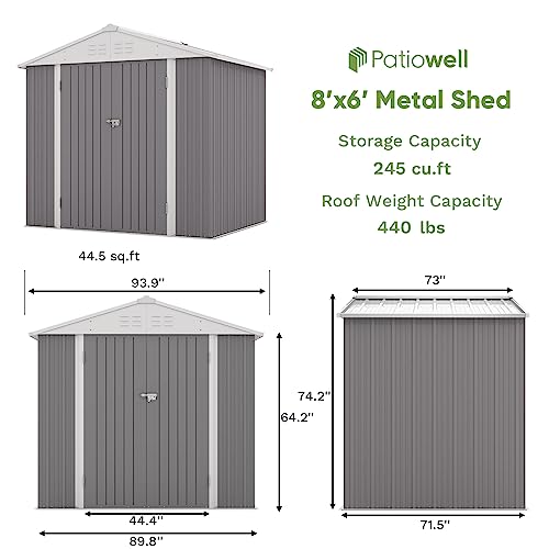 Patiowell 3 x 3 FT Outdoor Storage Shed,Small Garden Tool Storage Shed with Sloping Roof and Single Lockable Door, Outdoor Shed for Backyard Garden Patio Lawn, Grey