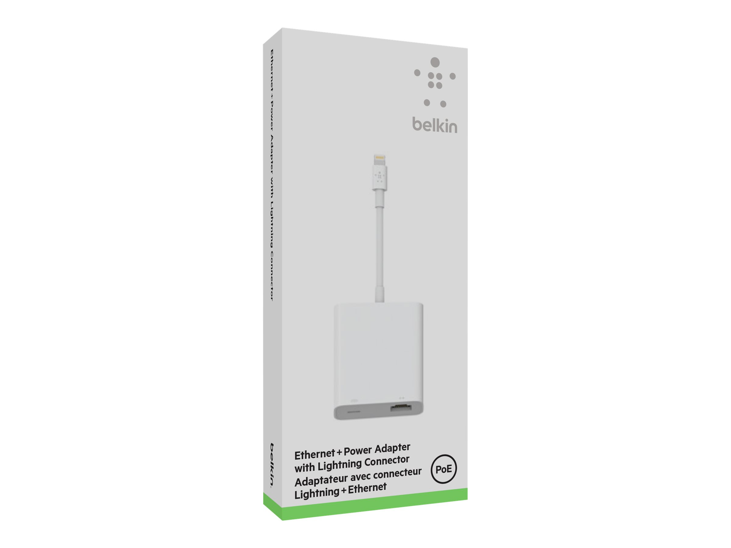 Belkin - Network adapter - Lightning - Gigabit Ethernet (PoE) x 1 - for Apple 10.5-inch iPad Pro; 12.9-inch iPad Pro; 9.7-inch iPad; 9.7-inch iPad Pro; iPad Air 2