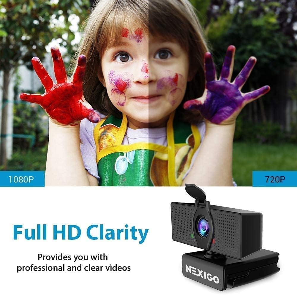 NexiGo N60 1080P Web Camera, HD Webcam with Microphone, Software Control & Privacy Cover, USB Computer Camera, 110-degree FOV, Plug and Play, for Zoom/Skype/Teams, Conferencing and Video Calling Pack of 2