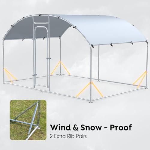 Veehoo Large Metal Chicken Coop for 6-10 Chickens, Walk-in Chicken Run Outdoor Duck Pens Rabbit Cage with Water-Resident and Anti-UV Cover for Outside,Backyard and Farm, 6.5' L x 9.8' W x 6.5' H