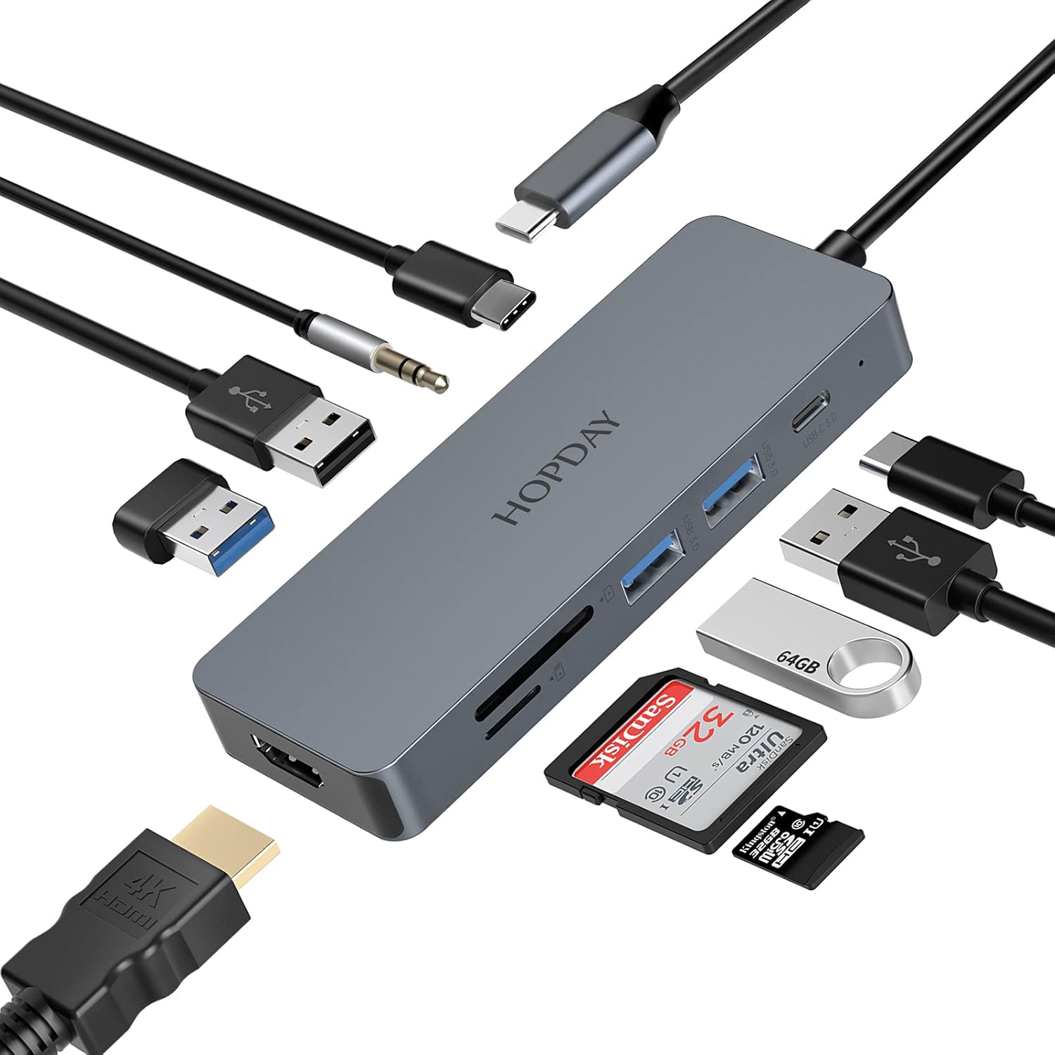 Docking Station, HOPDAY 10 in 1 Dual Display Laptop USB C Docking Station, USB C Hub Dock for MacBook & Windows ( HDMI, VGA, PD 100W, Ethernet, SD/TF Card Reader, Audio, 3 USB Ports) (10 in 1)