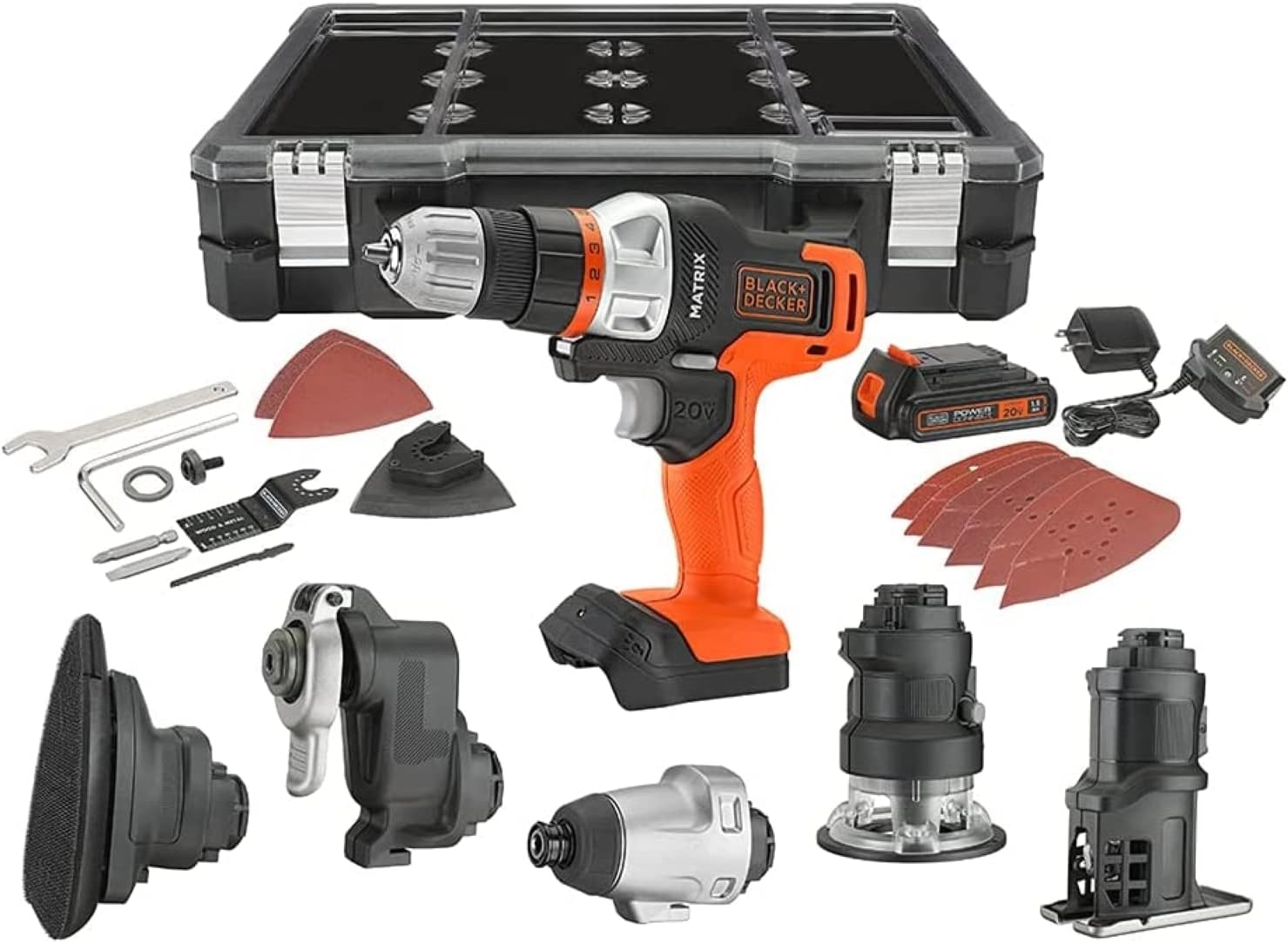 BLACK+DECKER 20V MAX MATRIX Cordless Drill Combo Kit with Case, 6-Tool (BDCDMT1206KITC)