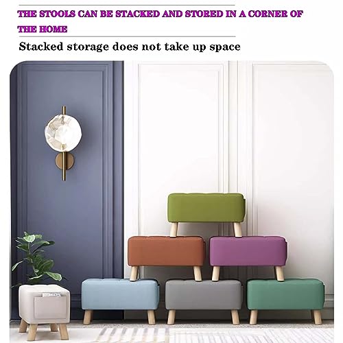 Rectangle Foot Stool, Sofa Stool Footstool with Padded Seat, Footrest Small with Solid Wood Legs, Shoe Changing Stool, for Hallway Office Lounge Dorm Room