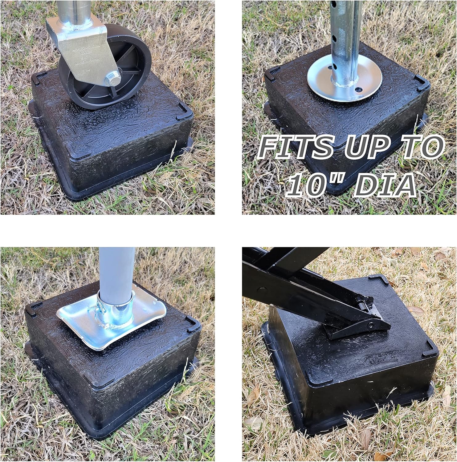 4 Pack BULLKE 12,000 lbs Trailer Jack Block / Stand Strongest Blocks on The Market for RV 5th Wheel Camper, Post, Foot, Tongue Jack, or stabilizer Round, Square pad Travel Chock Scissor levelers