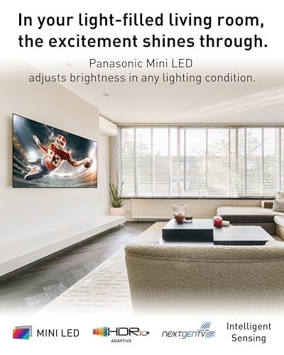 Panasonic W95 Series 65-inch Mini LED 4K Ultra HD Smart Fire TV, Sport Stadium Mode, ATSC3.0, Dolby Vision IQ, Dolby Atmos, HDR10+ Adaptive, Press and Ask Alexa, 144Hz, Wall-mountable - 65W95AP