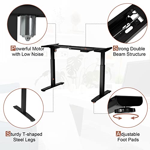 COSTWAY Electric Stand up Desk Frame, Ergonomic Sit to Stand Desk Frame w/Adjustable Height & Width, DIY Workstation Base w/Memory Controller for Home Office(Frame Only) (Black)