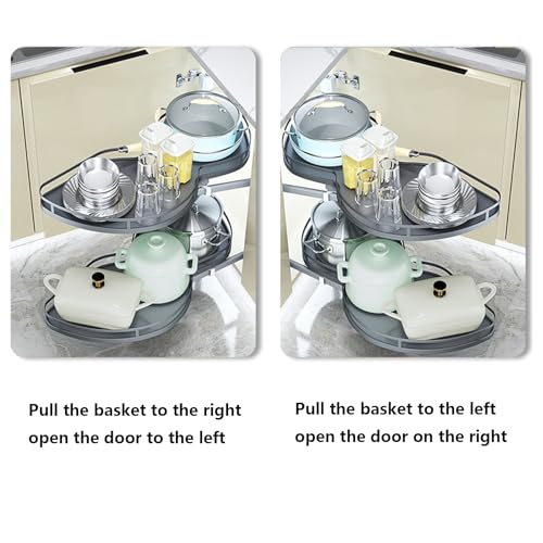 Kitchen Organizer Kitchen Cabinet Corner Pullout Storage Shelf Blind Corner Organizer Spice Bowl Rack Soft Close Corner Cabinet Fitting Height Adjustable,Left open-700mm (Left Open