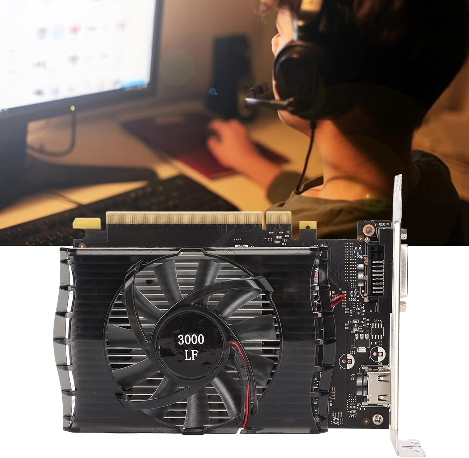 Crisist Discrete Graphics Card, GPU Graphics Card Good Heat Dissipation Run Smoothly Stable Safe Dual Port Output for Desktop