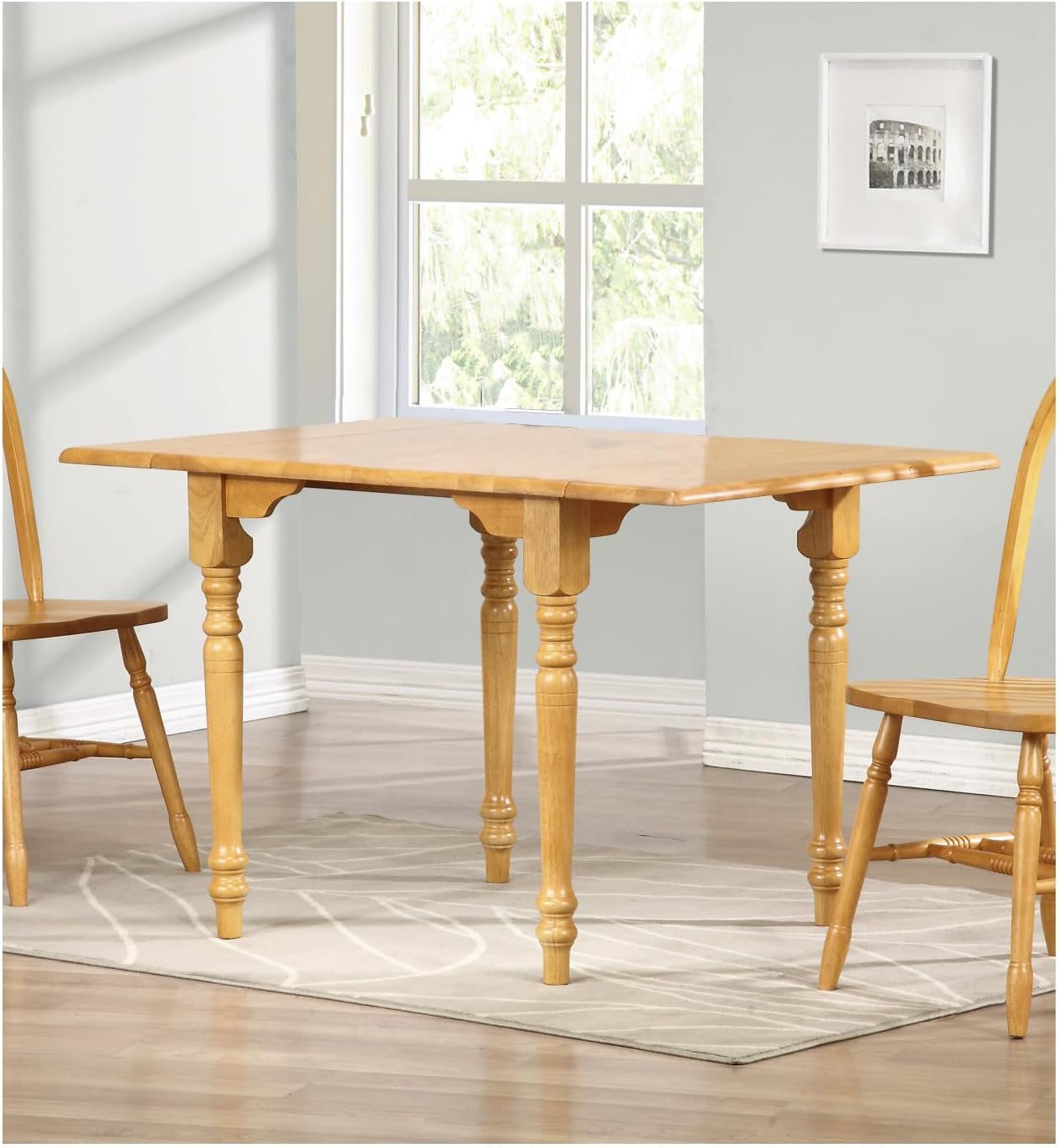 34-48" Rectangular Extendable Drop Leaf Dining Table, Light Oak Wood, Seats 2, 4