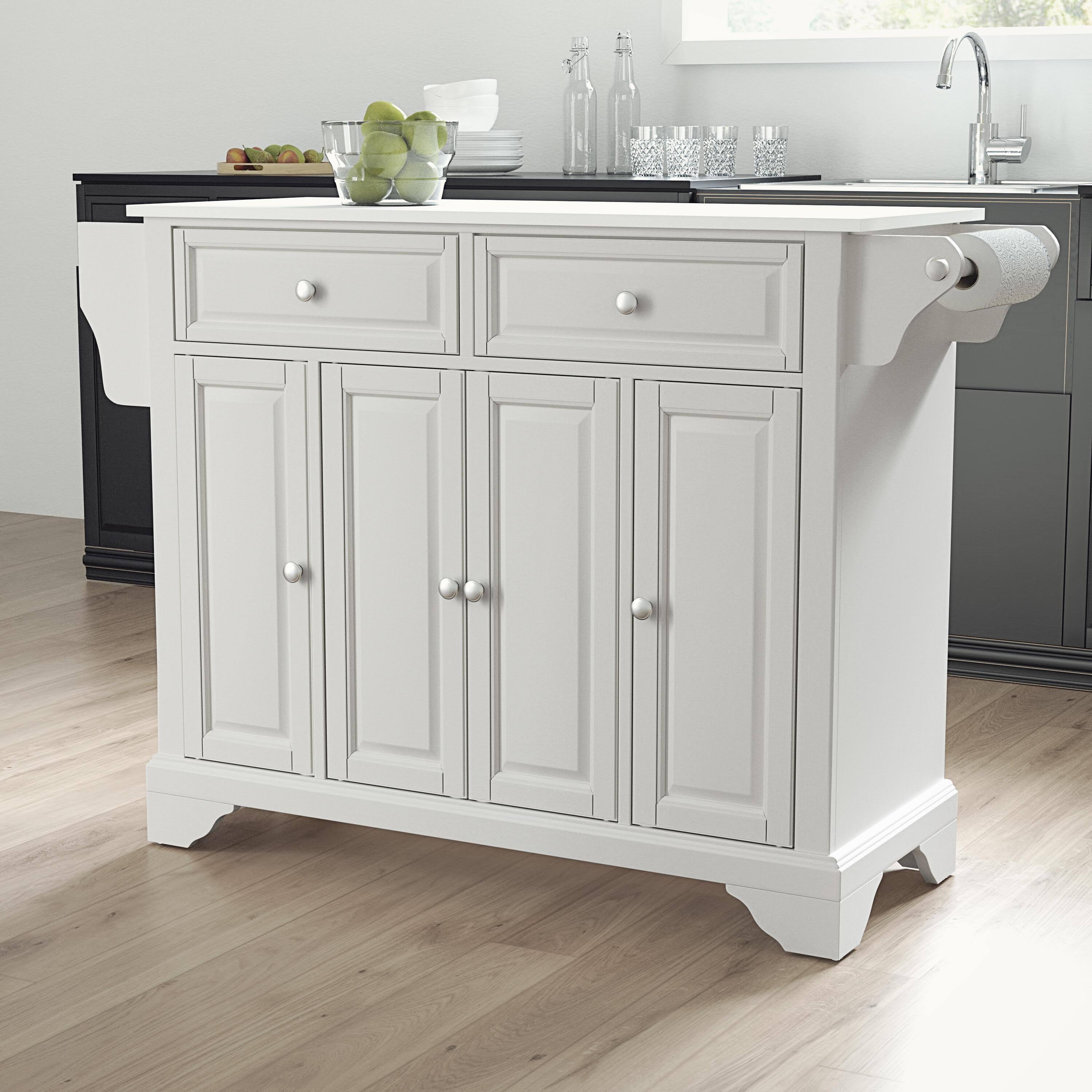 Crosley Lafayette Granite Top Full Size Kitchen Island/Cart, White