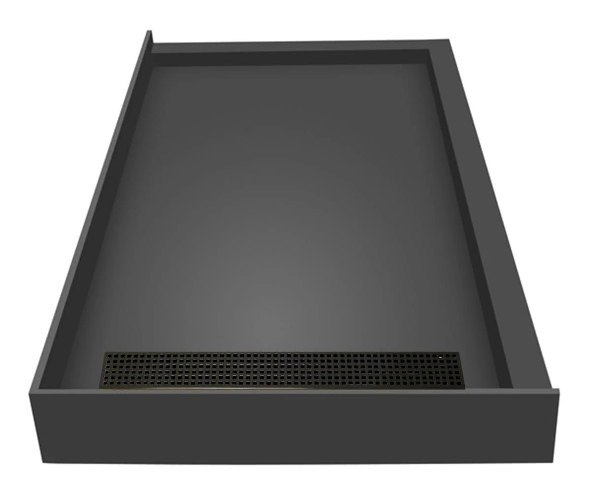 Tile Redi Double Threshold Shower Base with Designer Grate, Bronze